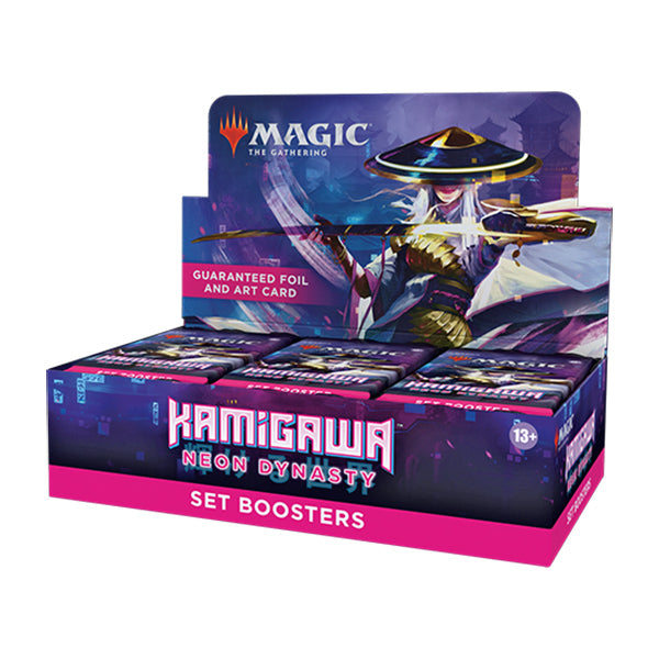 Kamigawa Neon Dynasty Set Booster Box for Magic: The Gathering by Wizards of the Coast, featuring colorful Japanese-inspired artwork.