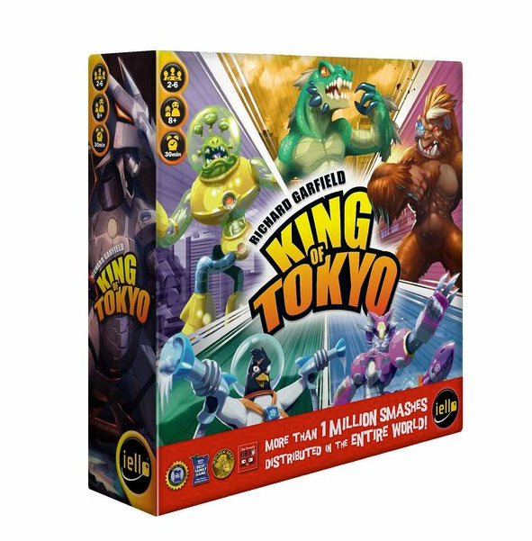 Image of King of Tokyo 2nd Edition board game by iello Games showing the colorful game box with artwork and game components.