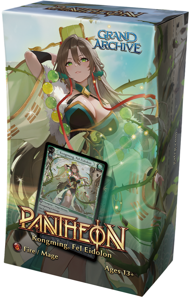 Kongming Fel Eidolon Pantheon deck from Grand Archive TCG Radiant Origins by Weebs of the Shore, featuring colorful card art.