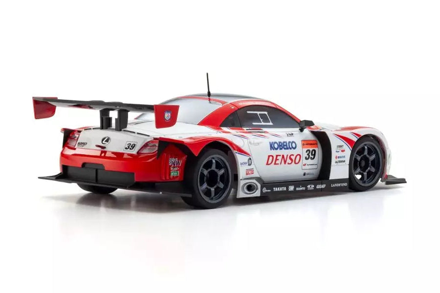 Kyosho Mini-Z MR-04 Readyset RC car featuring Denso Kobelco SC430 2012 model on a track, showcasing detailed design and vibrant colors.