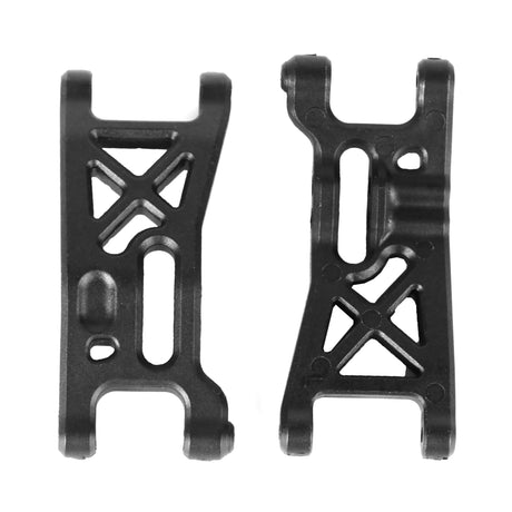 LC Racing L5006 front suspension arms for RC cars, showing sleek metal components with precise mounting points.