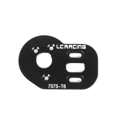 LC Racing L5020 7075-T6 aluminum motor plate for 380 brushless motors, showing a silver, precision-machined RC car component.