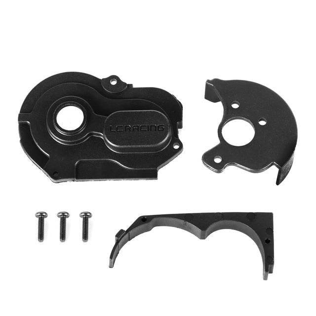 LC Racing L5024 gear cover, black plastic protective cover for RC car gearbox, designed to shield gears during operation.