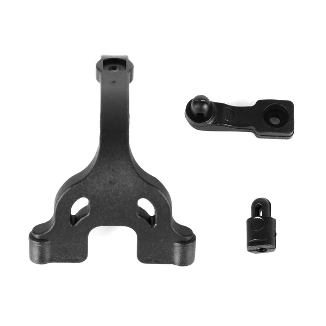 LC Racing L5025 chassis braces and body posts for RC car, showing the durable plastic components with mounting holes.