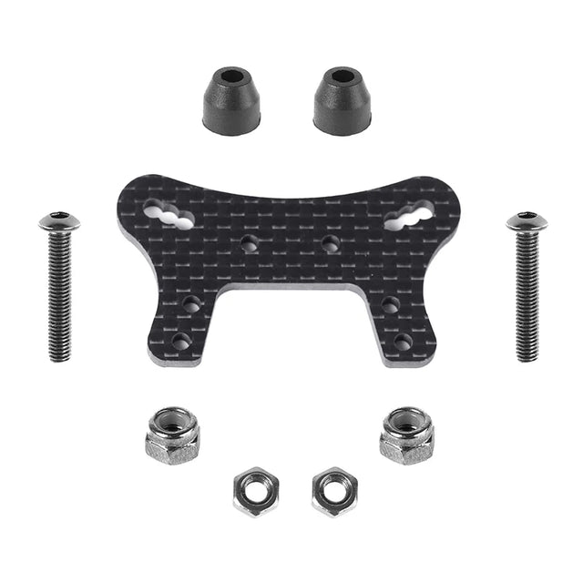 LC Racing L5029 carbon fiber front shock tower for BHC-1 RC car, showing lightweight, durable construction with mounting points.