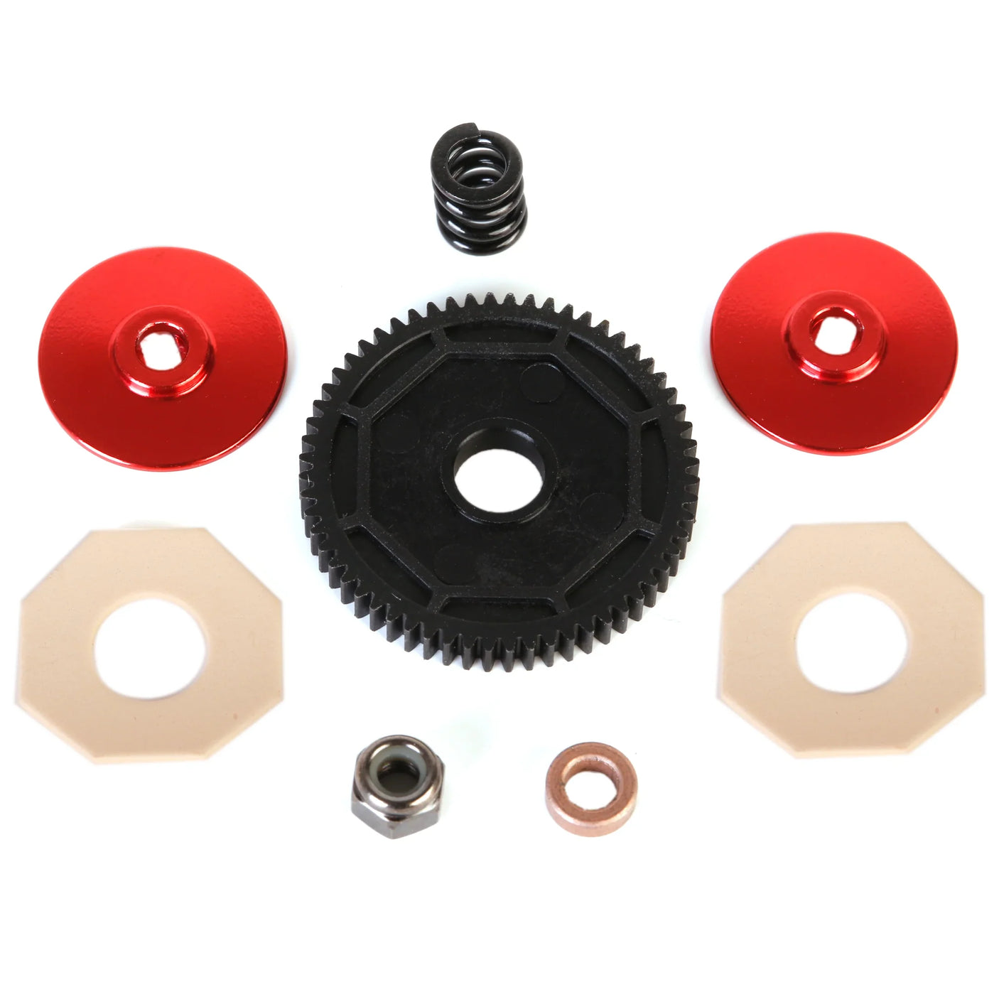 LC Racing L5040 BHC Slipper Set showing the black rubber slippers with metal pins for RC car transmission.