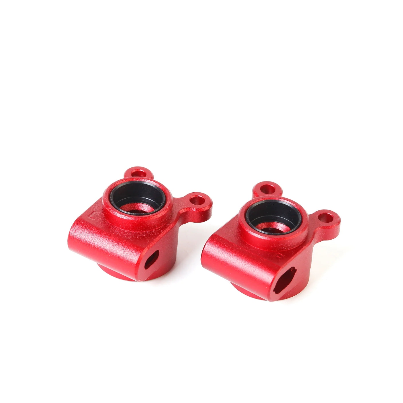 LC Racing L5049 aluminum rear hubs with detailed metal construction and mounting points for RC car suspension.