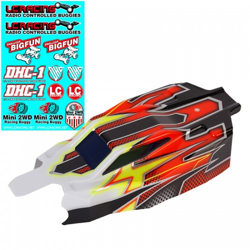 Pre-painted black LC Racing L5053 BHC-1 RC car body shell on a plain background.