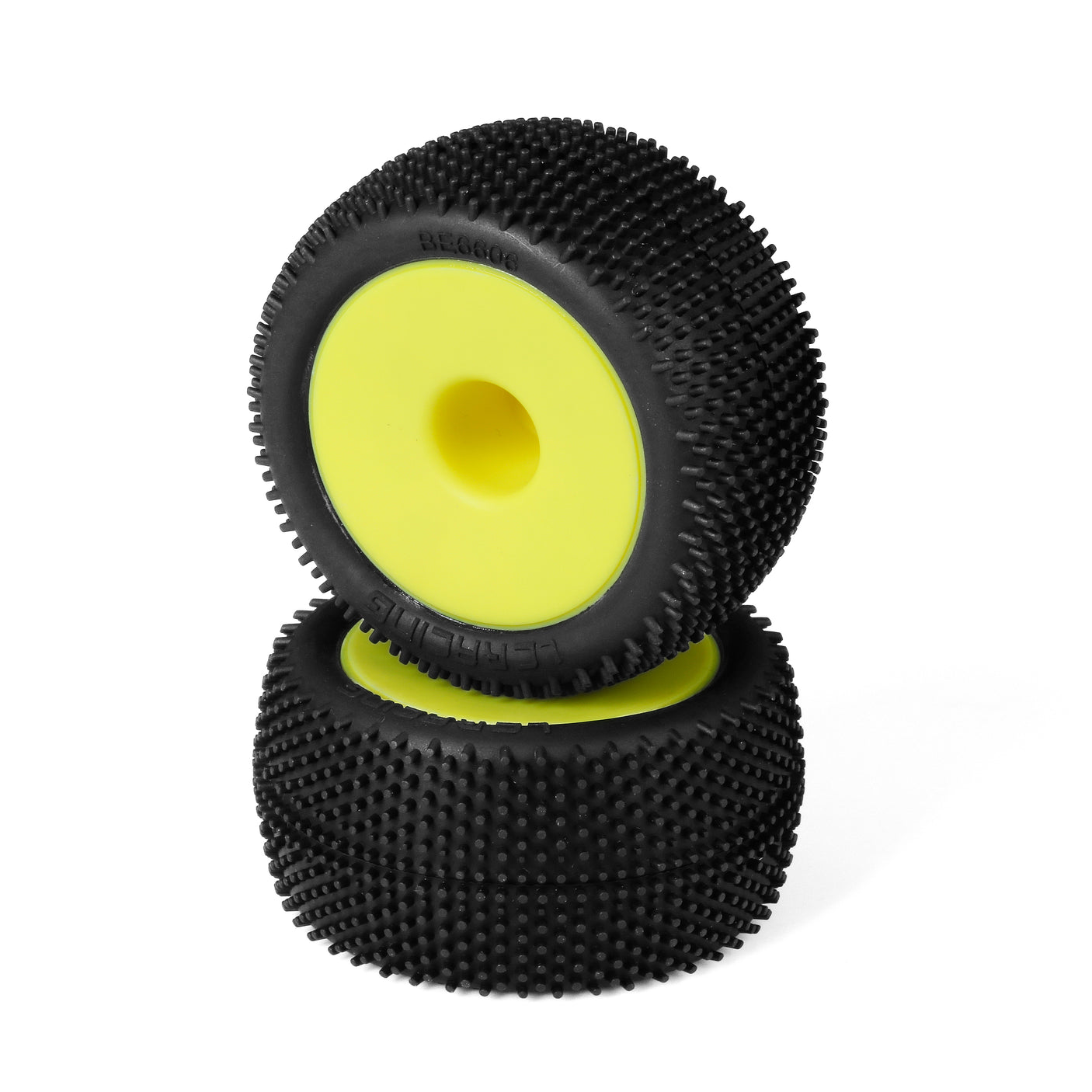 Pair of LC Racing L5061 pre-mounted truck rear tires, durable rubber tires with tread pattern for RC truck racing, two-piece set