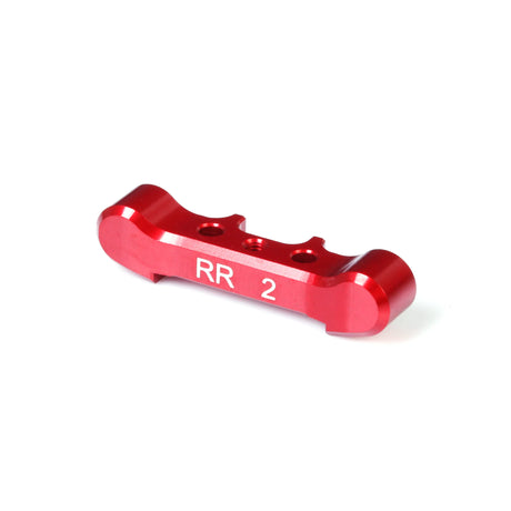 LC Racing L5067 aluminum arm mount for RC cars, showing a close-up of the 2-degree rear right arm mount with mounting holes.