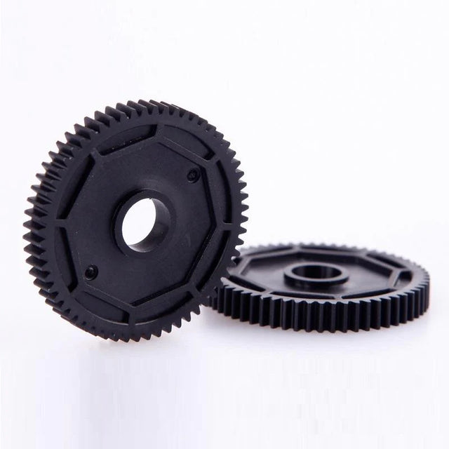 LC Racing L6005 Slipper Spur Gear 60T, metal gear with gear teeth and mounting holes, used in RC car drivetrain.