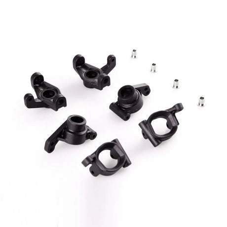 LC Racing L6007 steering block, C-hub, and upright set with metal components and precise machining for RC car suspension.