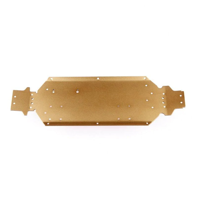 LC Racing L6034 225mm wheelbase aluminum chassis with 2.5mm thickness, showing the sleek, lightweight metal construction and detailed design.