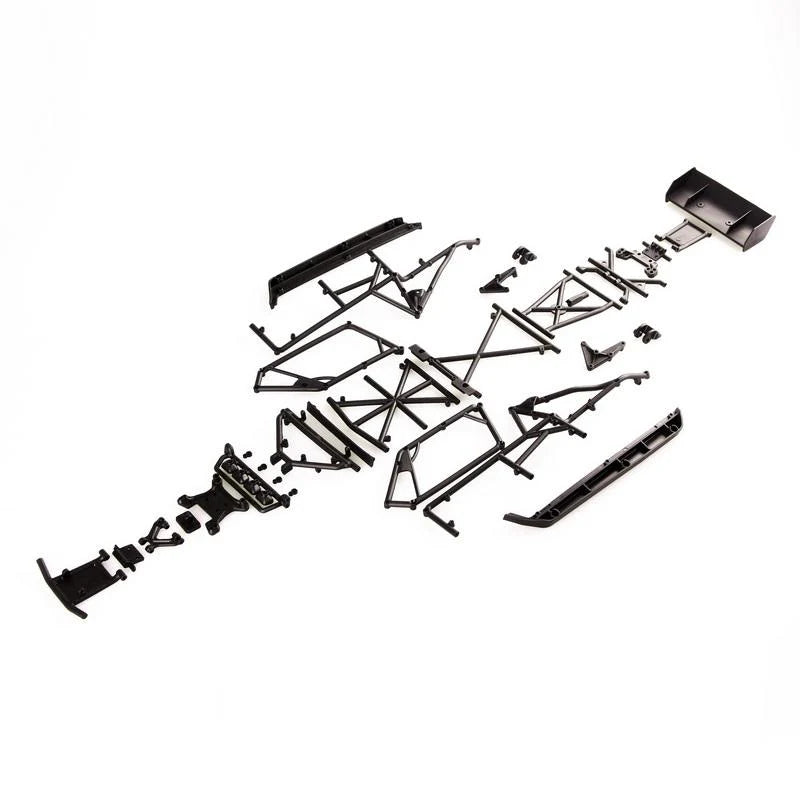 LC Racing L6062 DT Roll Cage Set, black plastic and metal components, designed for durable remote control car chassis.