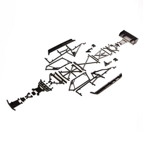 LC Racing L6062 DT Roll Cage Set, black plastic and metal components, designed for durable remote control car chassis.