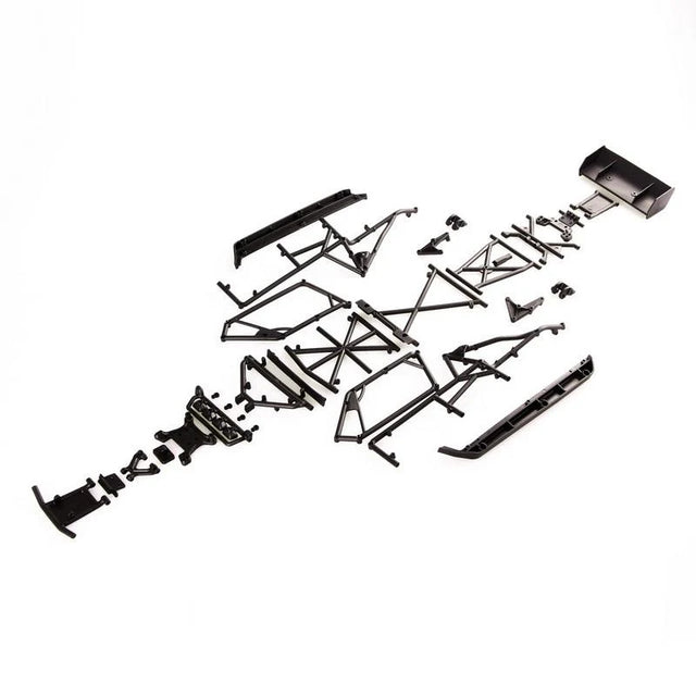 LC Racing L6062 DT Roll Cage Set, black plastic and metal components, designed for durable remote control car chassis.