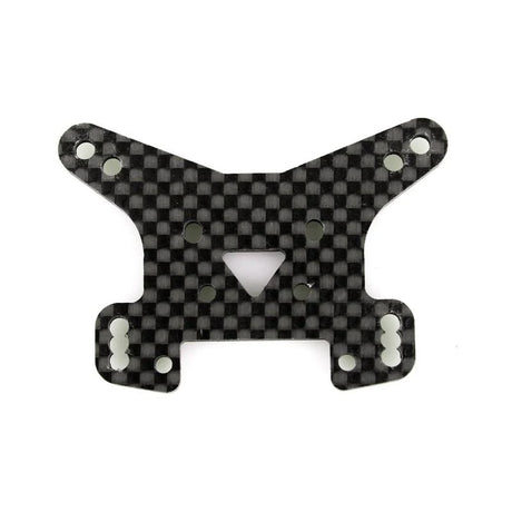 LC Racing L6092 2.5mm carbon fiber rear shock tower with precise cutouts and mounting points for RC car suspension.