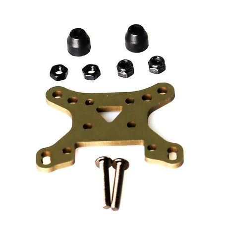 LC Racing L6097 aluminum front shock tower for RC cars, showcasing the lightweight, durable metal construction with mounting holes.