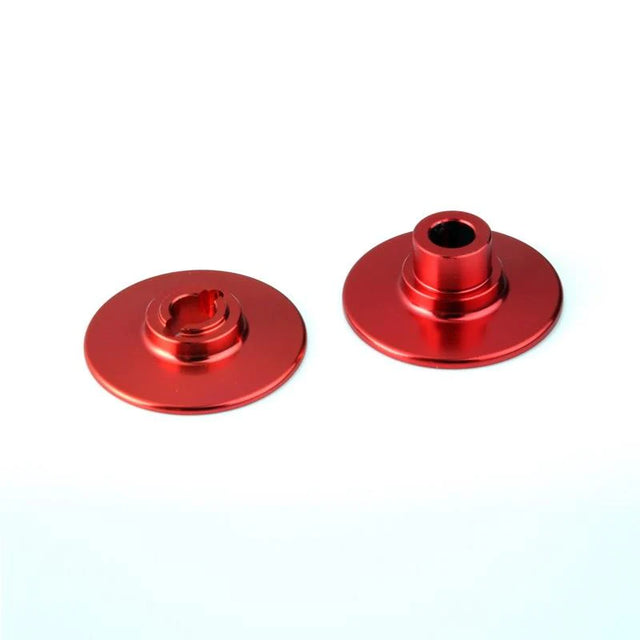 LC Racing L6100 EMB Slipper Hubs Set, close-up of black anodized aluminum slipper hub components for RC car assembly.