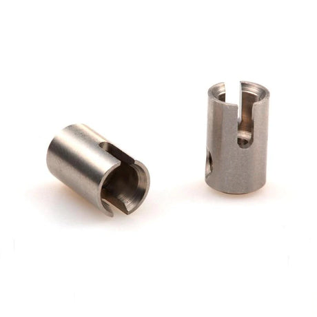 Pair of LC Racing L6102 Drive Cups for RC cars, shown in black with detailed metal construction.