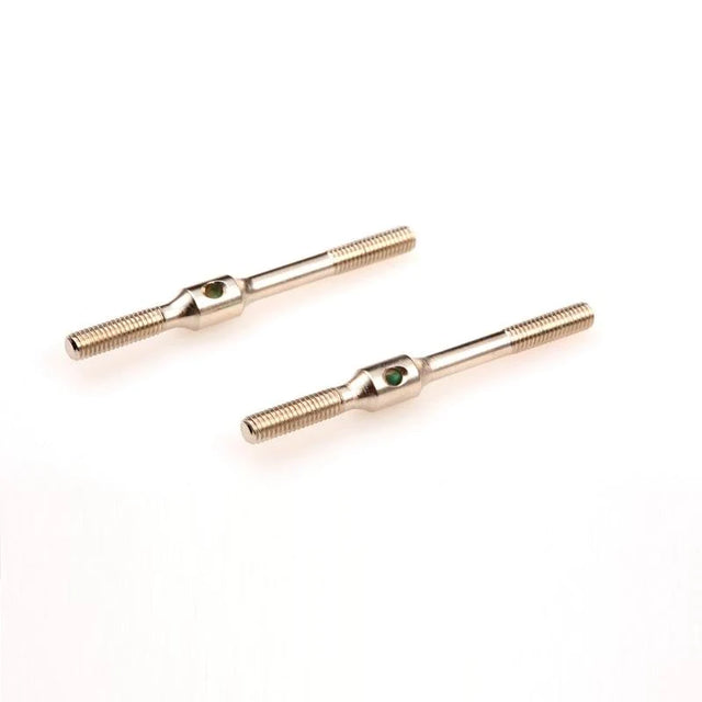 LC Racing L6107 turnbuckle set with two 40mm aluminum turnbuckles for RC car suspension adjustments.