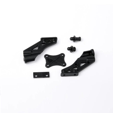LC Racing L6109 Wing Mount Set for RC cars, black plastic brackets with mounting screws and hardware.