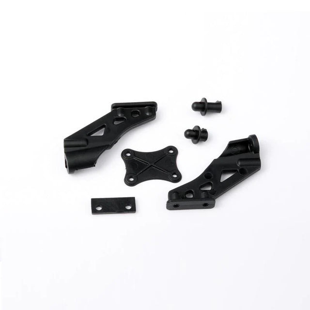 LC Racing L6109 Wing Mount Set for RC cars, black plastic brackets with mounting screws and hardware.