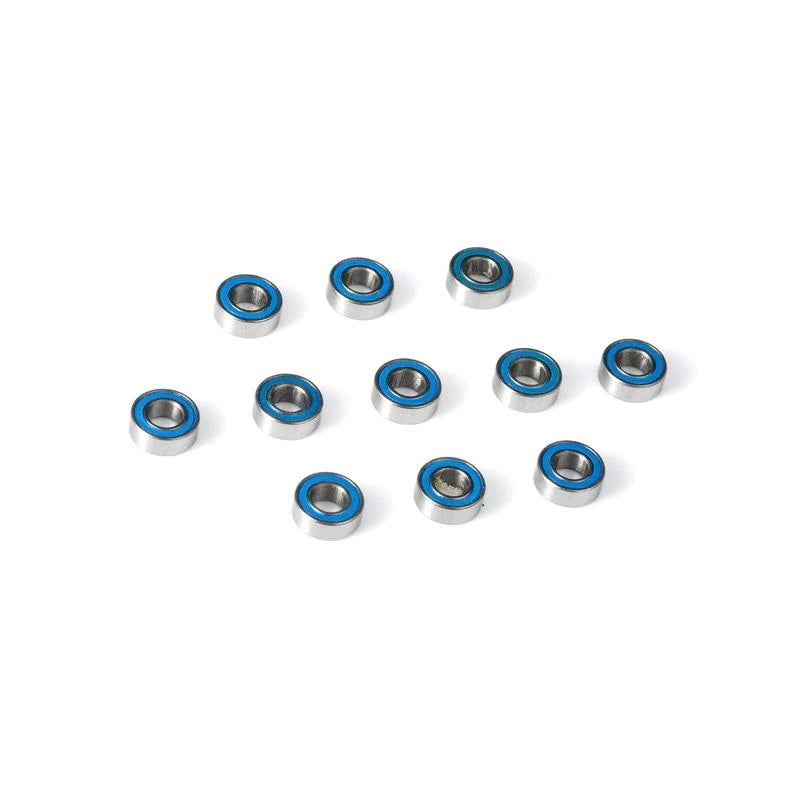 LC Racing L6123 ball bearings 4x8x3mm, set of 11 small precision metal bearings for RC car models, shown in a close-up image.