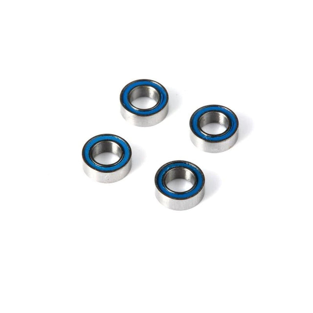 Set of four LC Racing L6124 ball bearings, 4x7x2.5mm, shown in a close-up image, ideal for RC car applications