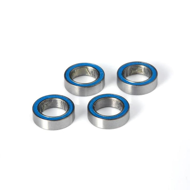 Set of four LC Racing L6125 ball bearings, 8x12x3.5mm, with visible metal balls and outer rings in a close-up image.