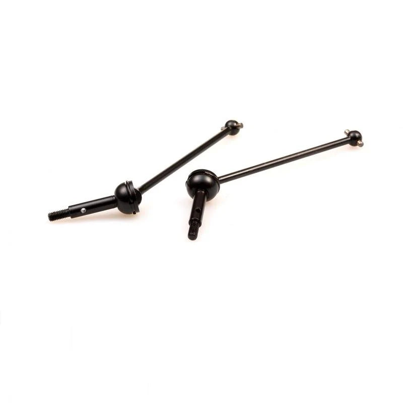 LC Racing L6126 CVA drive shaft set with two durable metal shafts for RC cars, shown in close-up view.
