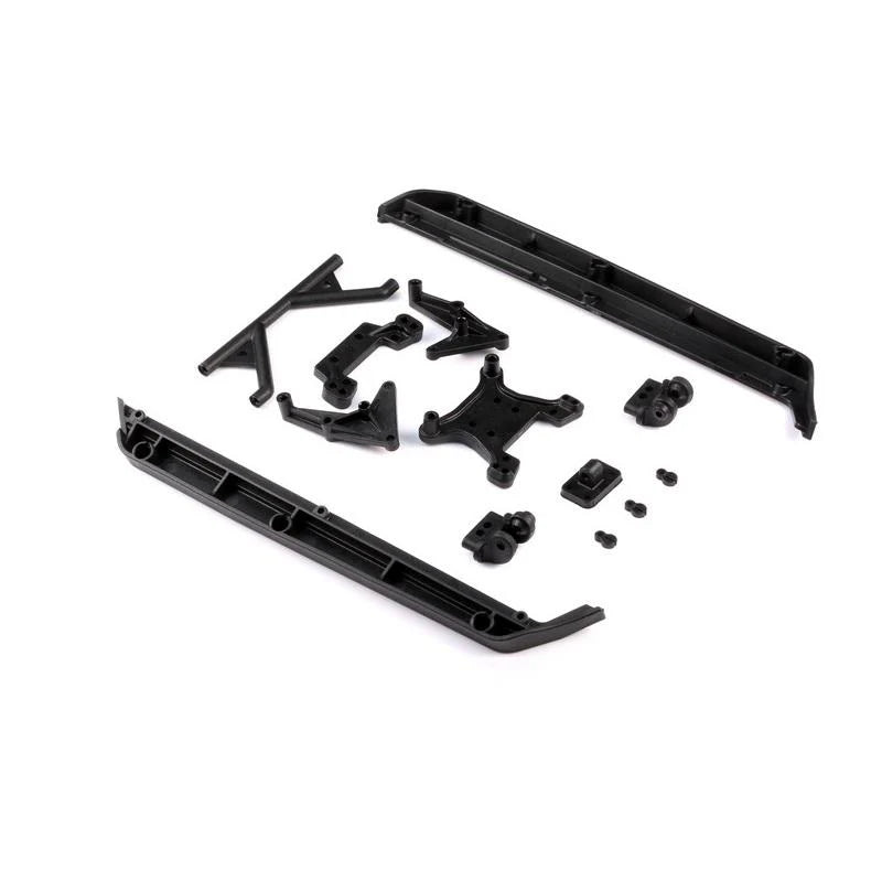 LC Racing L6133 DT Shock Tower and Mount Plate, black metal RC car suspension component with mounting points and structural details.