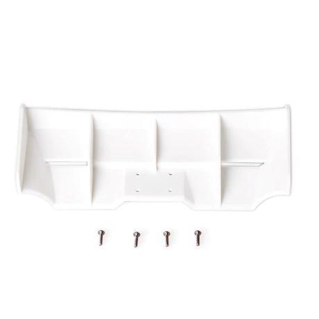 White LC Racing L6162 composite wing for RC cars, shown in the image with aerodynamic design and detailed surface texture.
