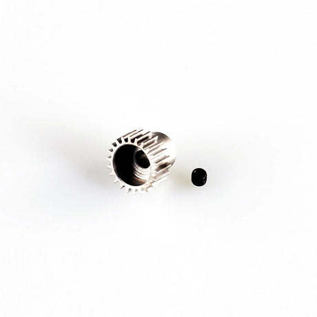 LC Racing L6179 22-tooth motor pinion gear for 3.175mm shaft, showing metal gear with gear teeth and mounting hole.