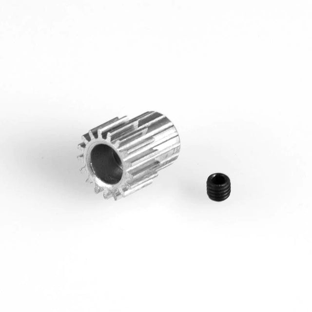 LC Racing L6206 16T motor pinion gear for 3.175mm shaft, shown with gear teeth and metal construction.