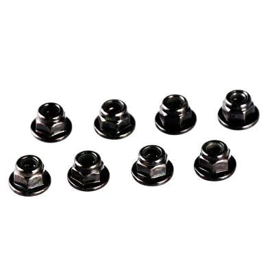 Set of 8 LC Racing L6208 M3 wheel nuts, metallic finish, shown on a white background for RC car wheel attachment.