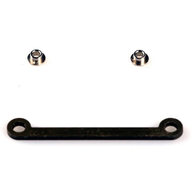 LC Racing aluminum draglink L6217, showing a close-up of the precision-machined metal component with detailed fittings.
