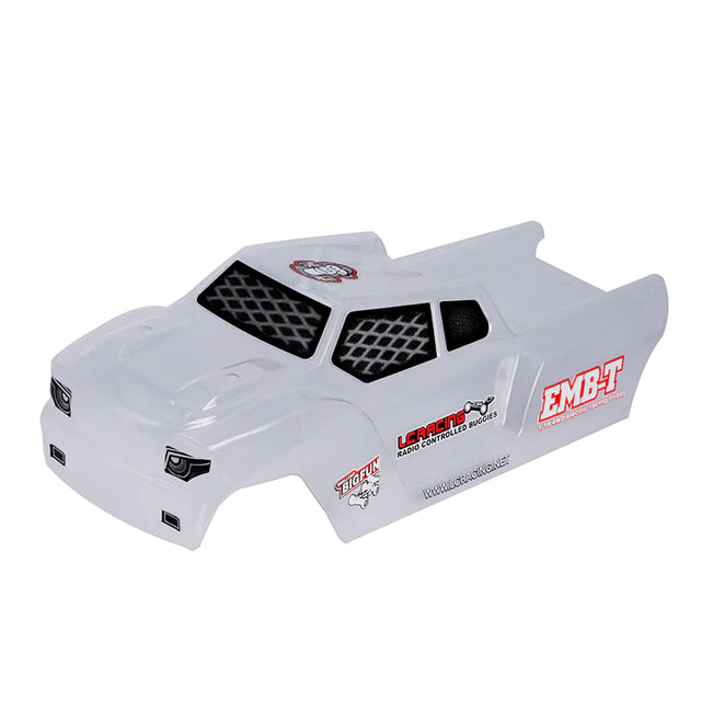 LC Racing L6242 1/14 EMB-TG 2021 Clear Truggy Body, PC material, shown with detailed cutouts and a sleek aerodynamic design.
