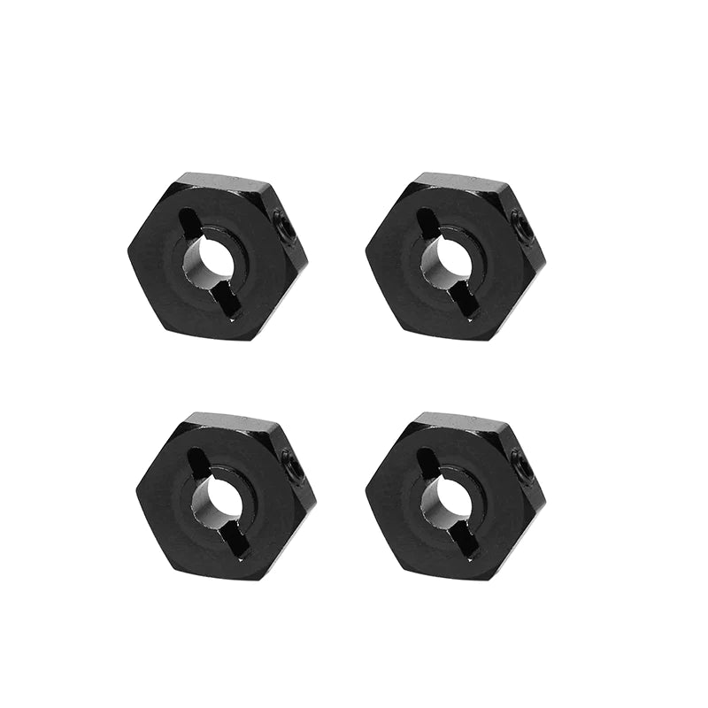 LC Racing aluminum 12mm wheel hub hex set, 4 pcs, for RC cars, featuring durable construction and precise fit.