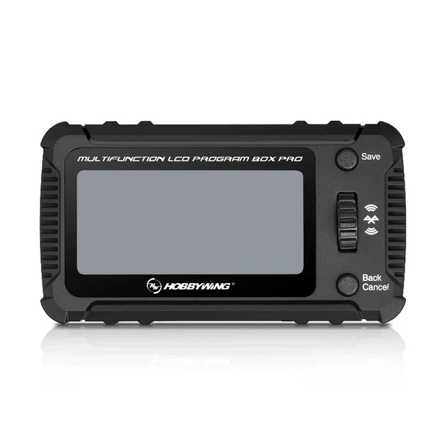 Hobbywing Multifunction LCD Program Box G3 for RC car tuning, showing a compact control device with LCD screen and buttons.