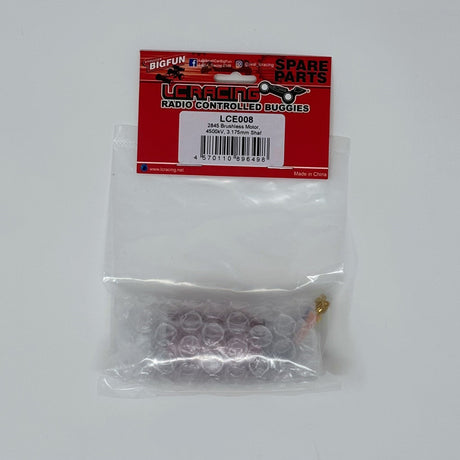 LC Racing LCE008 2845 4500kV brushless motor with 3.175mm shaft for RC cars, shown in the image.