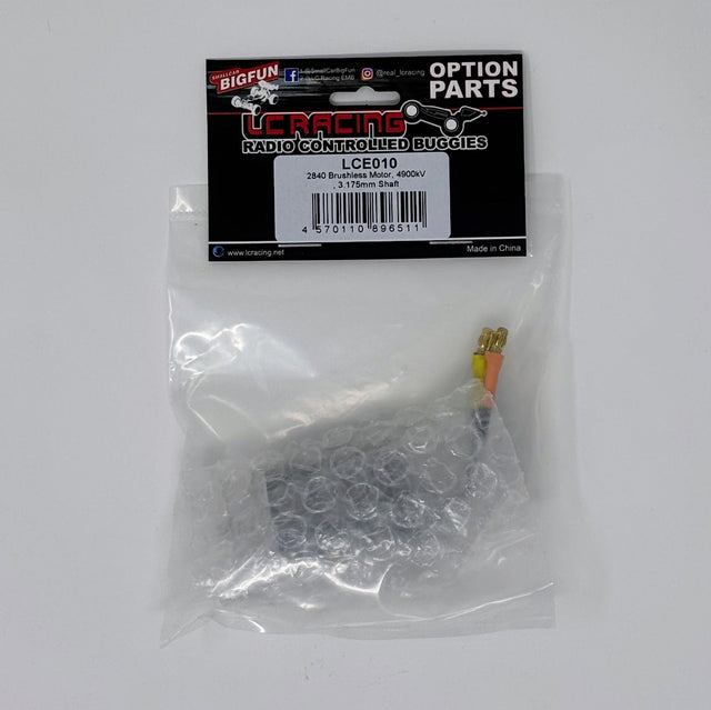 LC Racing LCE010 2845 4800kV brushless motor with 3.175mm shaft, compact and efficient for RC cars.