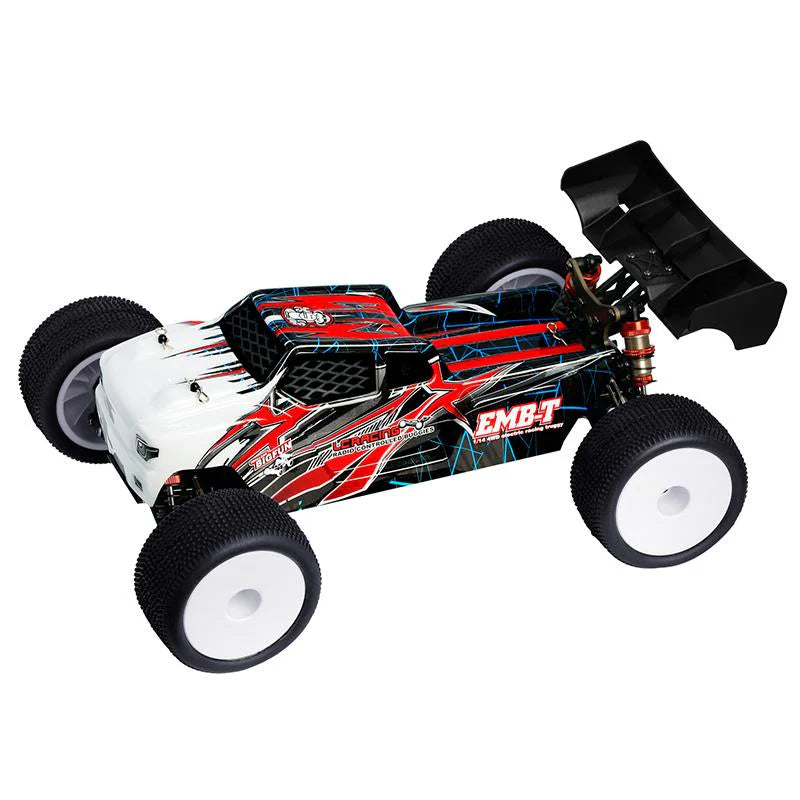 LC Racing L6243 1/14 EMB-TG Lexan Truggy Body painted in vibrant colors, designed for RC truck racing.