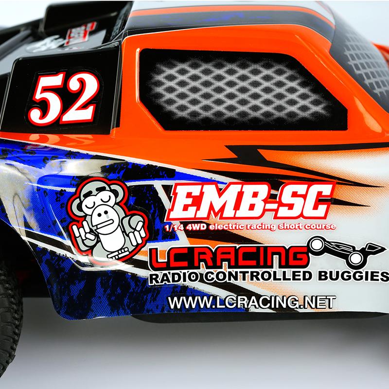 Pre-painted LC Racing L6241 1/14 scale polycarbonate short course truck body shown on a model vehicle.