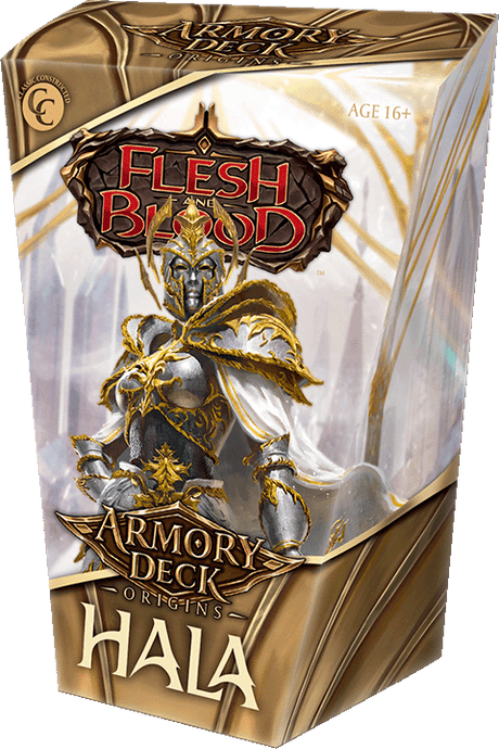 Flesh and Blood Hala Armory Deck from Legends Story Studios featuring colorful game cards and tactical layout.