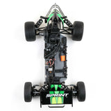 Losi 1/10 scale 22S Sprint 2WD RTR RC car with sleek design and detailed body in action on a track.