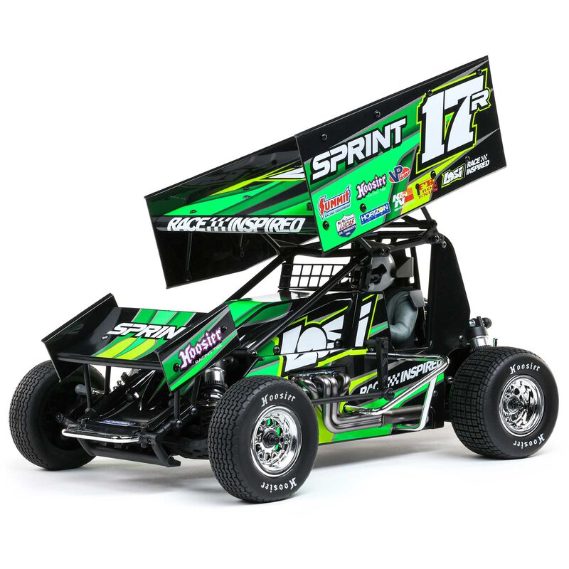 Losi 1/10 scale 22S Sprint 2WD RTR RC car with sleek black body and detailed racing design, ready for high-speed racing.