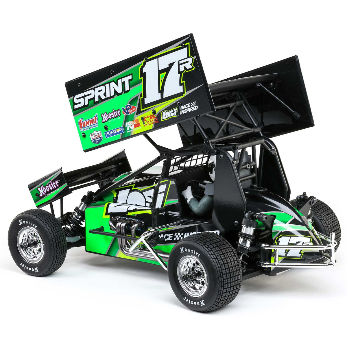 Losi 1/10 scale 22S Sprint 2WD RTR RC car with black and blue body, detailed design, and off-road tires.