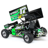 Losi 1/10 scale 22S Sprint 2WD RTR RC car with black and blue body, detailed design, and off-road tires.