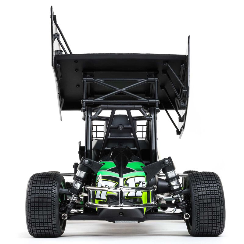 Remote control Losi 1/10 scale 22S Sprint 2WD RTR car on a track, showing the sleek design and detailed exterior.